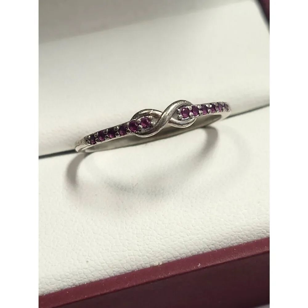 Sterling Silver Pink Ruby Infinity Ring Size 11.25